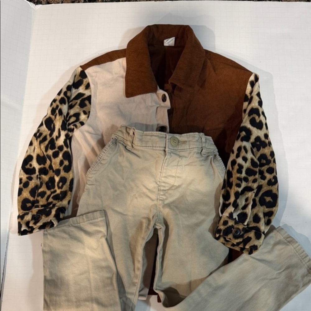 Leopard Print and Tan Kids Matching Set